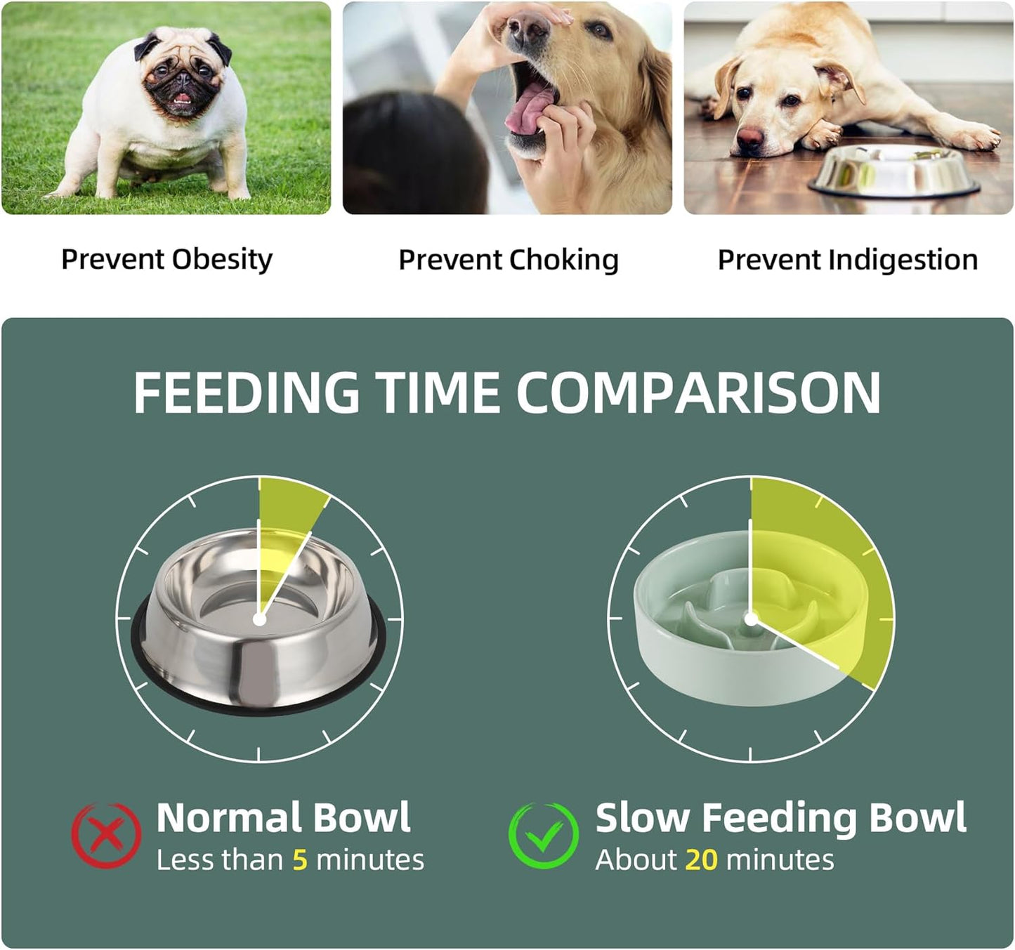 6.1inch Ceramic Raised Slow Feeder Dog Bowl Set, Elevated Wooden Stand for Small Dog and Cat, Puzzle Slow Dish, Preventing Choking(Light Green, Single Bowl+ Stand)