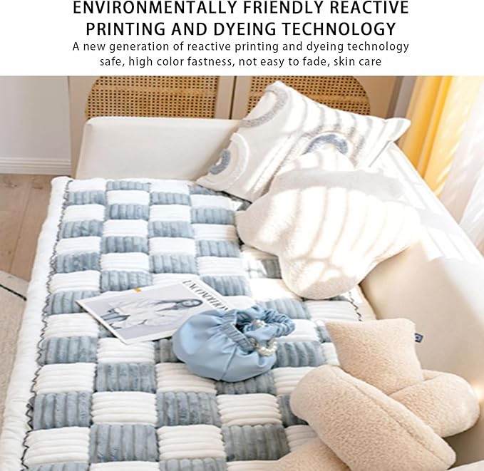 FunnyFuzzy Cream-Coloured Plaid Square Pet Mat Bed Couch Cover, Winter Thickened Dog Bed Cover Pet Blanket Sofa Couch Furniture Protector for Kids Dog Cat(Size:19.6 * 19.6 in,Color:Grey)