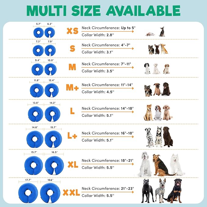 BENCMATE Inflatable Dog Cone Collar Alternative, Soft Dog Cone for Small Medium Large Dogs and Cats, Neck Recovery ECollar Donut Collar After Surgery (Medium, Navy Blue)