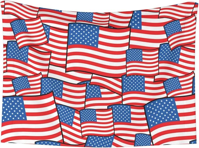 Double Sided Pet Mat for Dog Bed Topper Cat Blanket Furniture Protector, Novelty American Flag, Reversible Plush with Tactile Dot Pattern for Style Change
