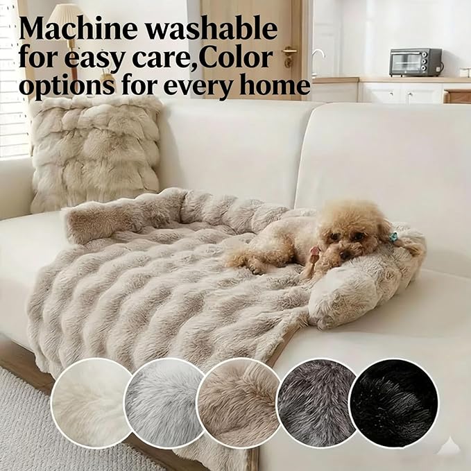 Dream Cloud Pet Sofa Bed Machine Washable Waterproof Supportive Comfort Non-Slip Plush Pet Couch Bed with Raised Edge for Sofa Car Floor, Small Medium Dogs Cats, Furniture Protector (Green2)
