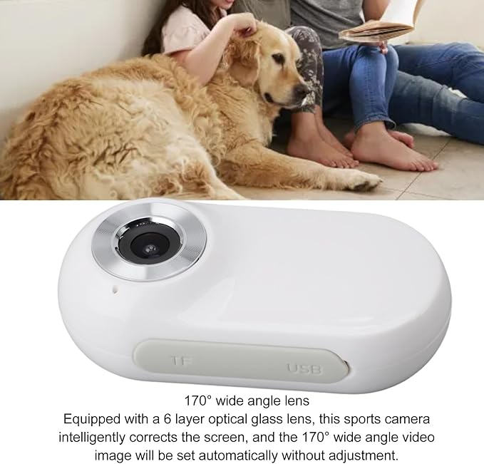Pet Collar Camera, 1080P Camera for Dogs Cats with LCD Display, 170° Wide Angle, 5 Minutes Video Recording, 3 Hours Battery Life, Mini Action Cameras for Video Records