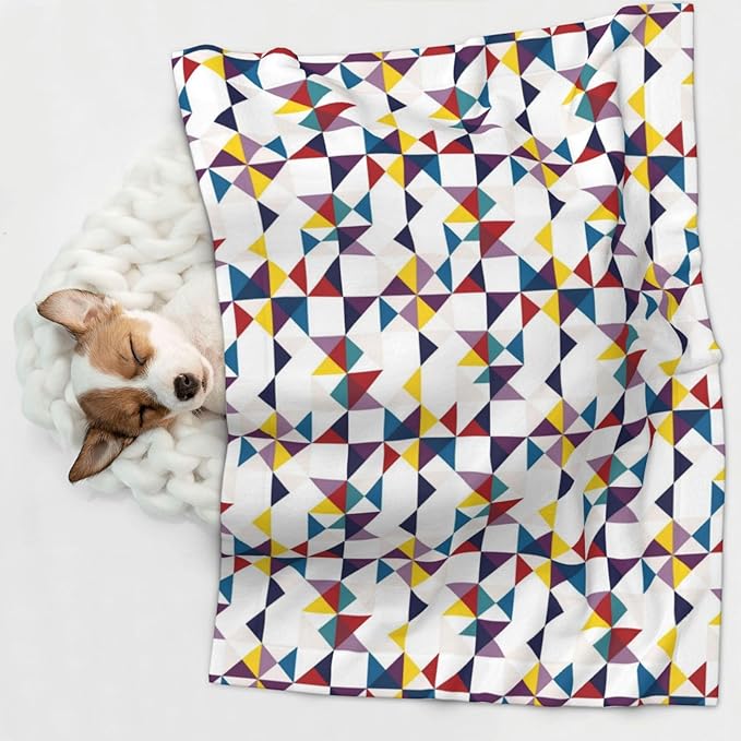 Two Sided Plush Pet Blanket for Warmth Comfort, Red Black Classical Retro Houndstooth Pattern, Reversible Throw with Cozy Nubby Side for Chilly Nights Napping Spots Around House