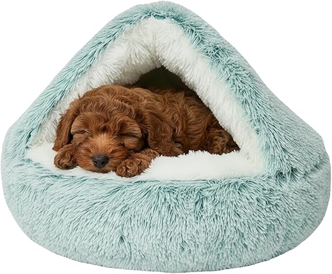 Dog Bed, Dog Bed with Cover Cave, Dual Comfort Design, Pet Bed for Small/Medium/Large Cats and Dogs, Anxiety Relief, Durable & Chew-Proof, Improves Sleep & Behaviour (Green, 40in)