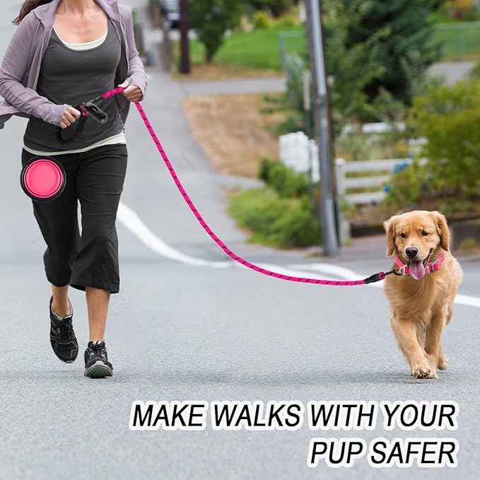 BARKBAY Dog Leashes for Large Dogs Heavy Duty Dog Leash 4/5/6 FT with Comfortable Padded Handle and Highly Reflective Threads for Medium Large Dogs Walking Training Running (6FT-1/2'',Fushcia)