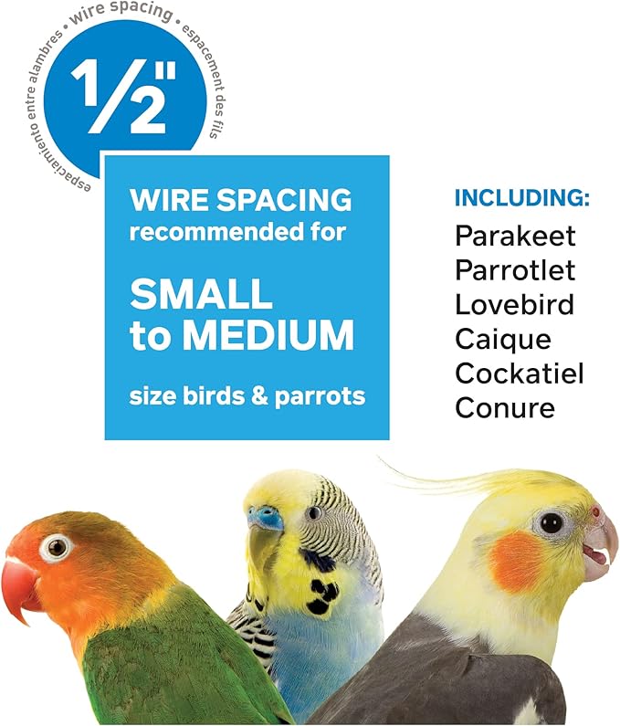 Prevue Pet Products Playtop Travel Carrier - Outdoor Travel Bird Cage for Small Parrots & Birds, Front Facing Door, Rope Perch, Lightweight & Portable, Easy Transport - Black