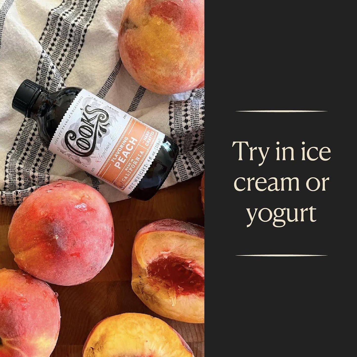 Cook's, Peach Flavoring for Baking, Preserves, Ice Cream, Jam, Cakes, 32oz