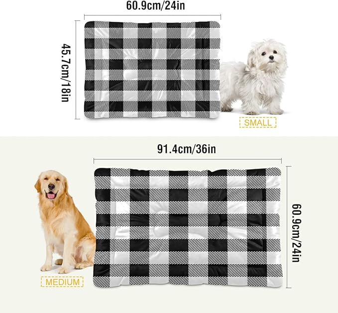 Black White Buffalo Plaid Dog Bed Lumberjack Check Medium Pet Bed Mat Non Slip Cat Beds Pad Mats Soft Dogs Bed Pillows Pets Blanket Cushion