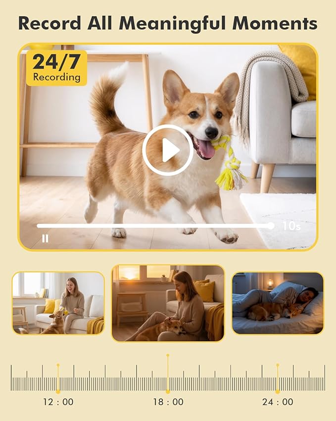Dzees 2K Indoor Security Camera 4 Pack, 360 Degree WiFi Pet Camera with Phone App, 5G and 2.4G, Wired Home Camera with 2-Way Audio, Motion Tracking, Night Vision, White