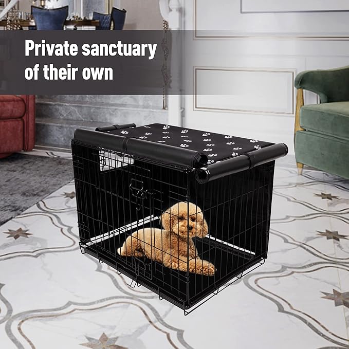 Pet Prime Dog Crate Cover 42 Inch for Wire Crate 600D Oxford Fabric Indoor/Outdoor Durable Waterproof & Windproof Pet Kennel Cage Cover(42"x28"x30")