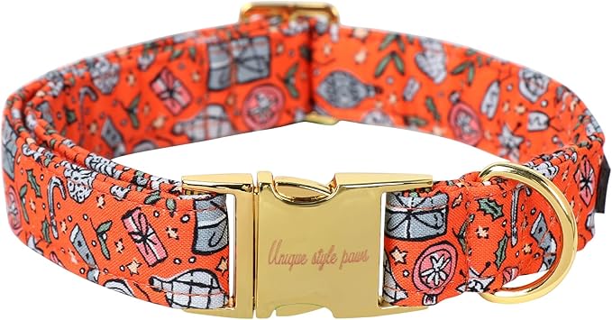 Unique style paws Dog Collar Metal Buckle Puppy Collar for Winter Christmas for Small Medium Large Boys Girls Dogs
