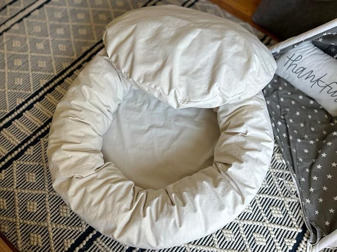 Organic Cotton Canvas Dog Bed: Removable Cover, Natural Fill - Made in USA (Natural, Small 24" x 7" inches)