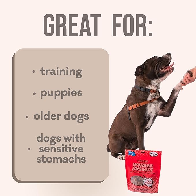 Polkadog Wonder Nuggets – Soft & Chewy Dog Treats with Sweet Potato & Beef – Healthy, Limited Ingredient Training Treats for All Dog Breeds and Ages – Natural, Made in USA – 10 oz