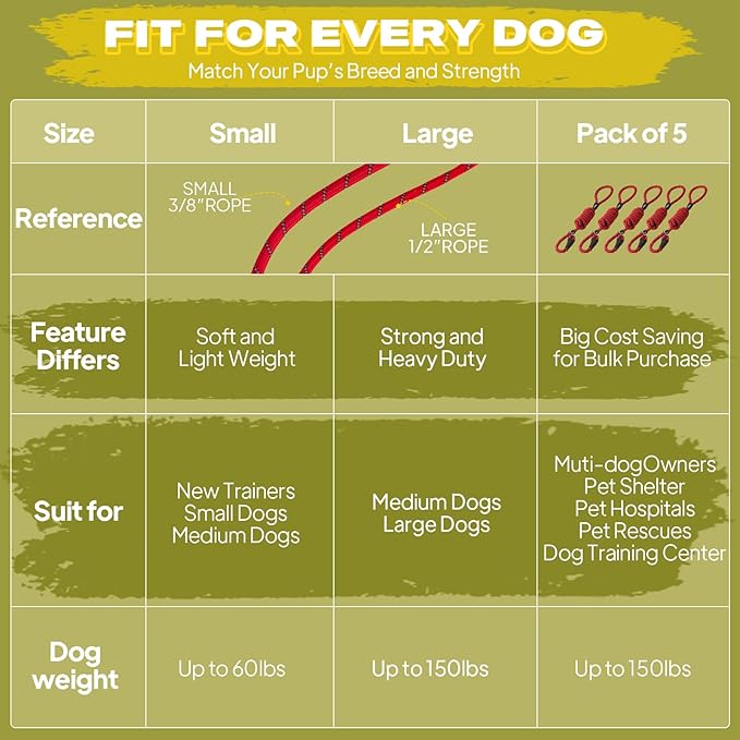 Fida Durable Slip Lead Dog Leash, 6 FT x 3/8" Heavy Duty Comfortable Strong Rope Slip Lead for Small Dogs and Puppies, No Pull Pet Training Leash with Highly Reflective (3/8", Red)