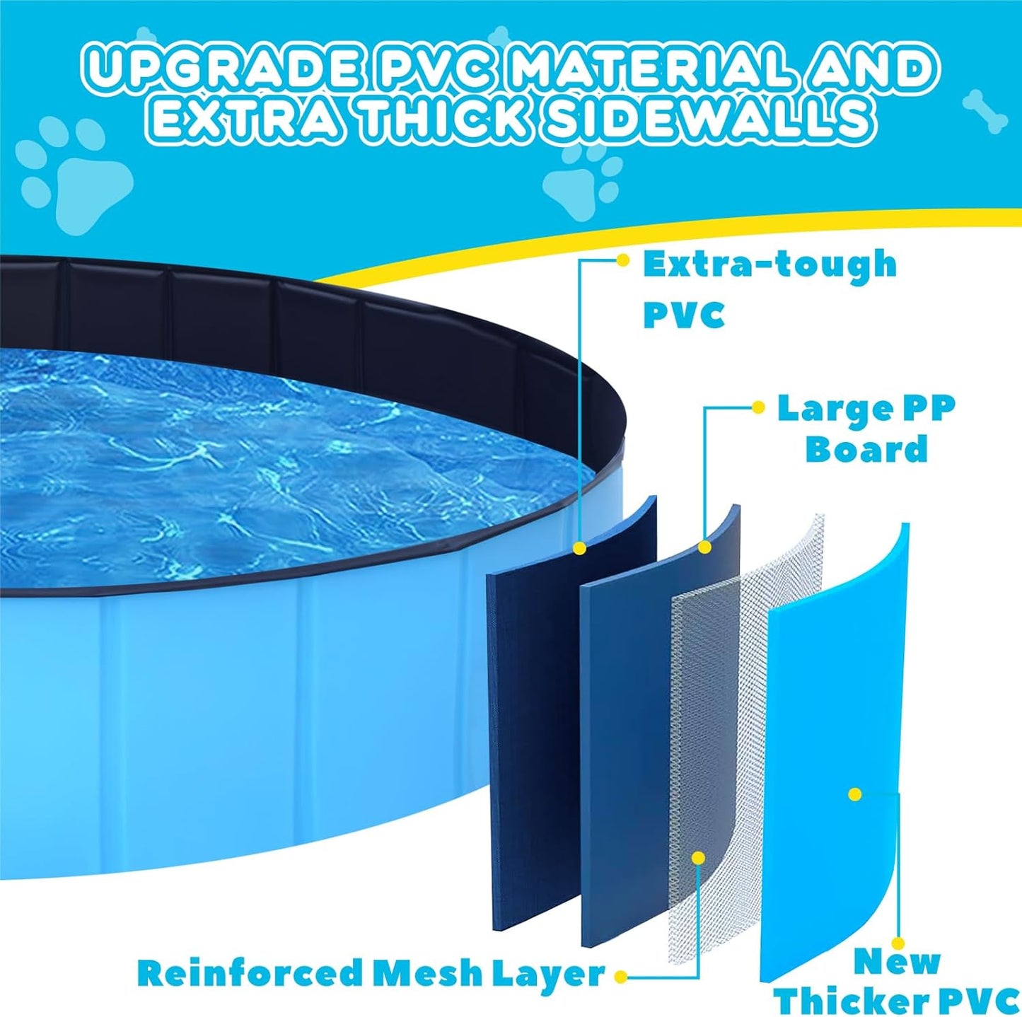 Foldable Dog Pool,39" Collapsible Dog Kids Swimming Pool for Backyard, Portable Kiddie Pool Hard Plastic,Multifunction Ball Pit Pets Bathing Tub for Kids Baby Toddler Dog