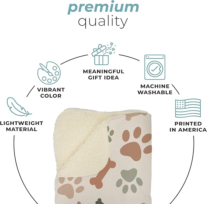 Prints Next Day – Custom 60" x 80" Plush Pet Lightweight Blanket Personalized with Pet Lightweight's Name - Paw Pattern - Gift for Dog Owners - Printed in America