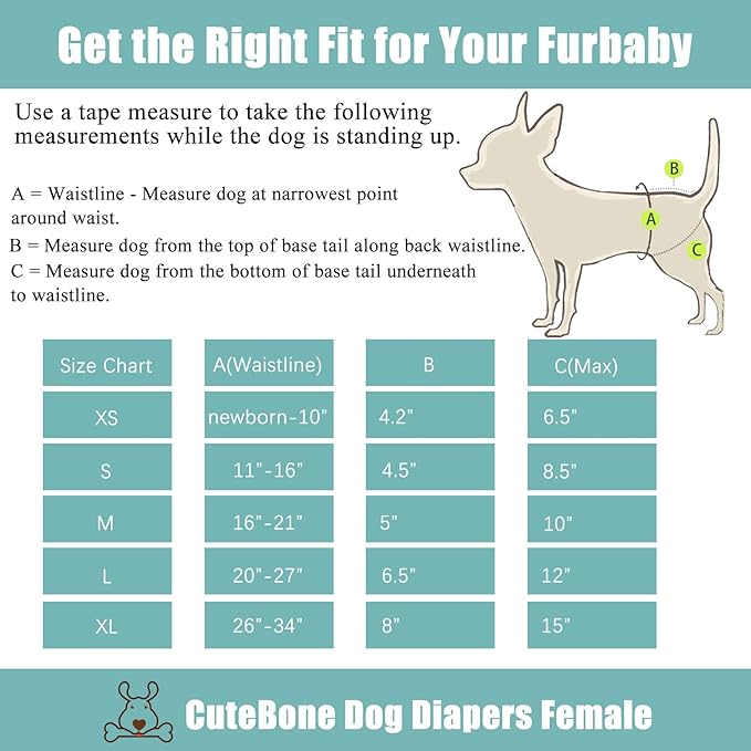 CuteBone Dog Diapers Female Washable Small Medium Large 3 Pack Reusable Doggie Diapers 4th of July Puppy Period Pants for Doggy Heat Cycle Peeing