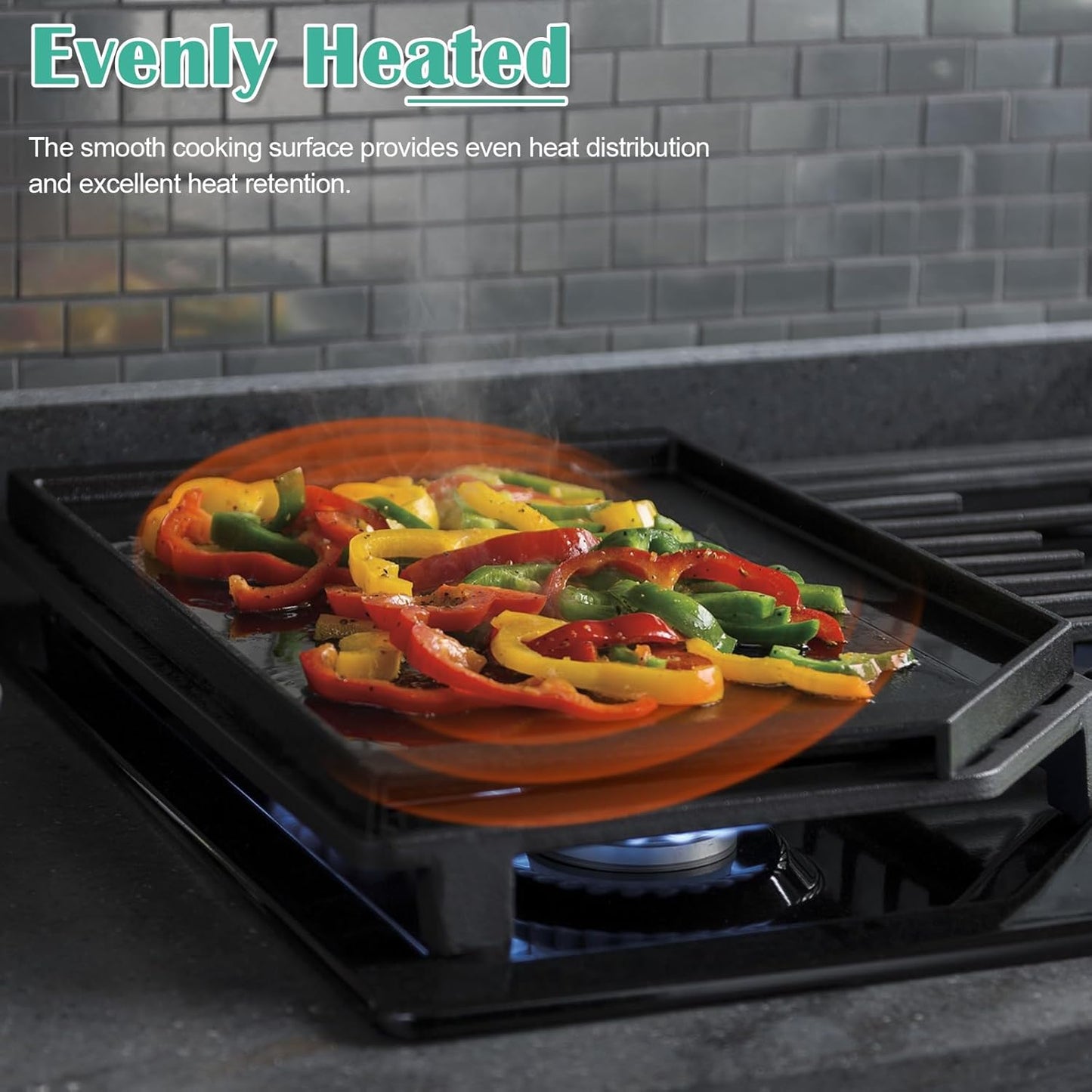 JXGRIDL236 Cast Iron Griddle Replacement for GE Gas Stove Top, JGP5036SLSS, PGP7036SLSS PGP9036SL1SS PGP7036SL1SS PGP9036SLSS, GE Cafe CGP70362NS1, 5 Burner Griddle Plate Flat Cooktop.
