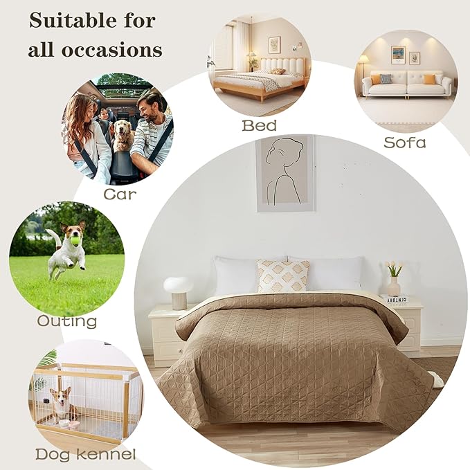 Waterproof Dog Bed Cover Pet Blanket, Soft Pet Couch Covers for Sofa Washable, Bed Couch Sofa Furniture Protector for Puppy Cat Kids (Brown,130 * 210 CM)