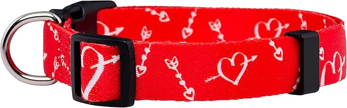 Native Pup Valentine’s Dog Collar- Valentines Day Pet Collars- Valentine Girly Hearts- Pink Red Heart- Cute Boy Girl Puppy Gift- Adjustable for Small, Medium, Large Breeds (Cupid's Arrows, Small)