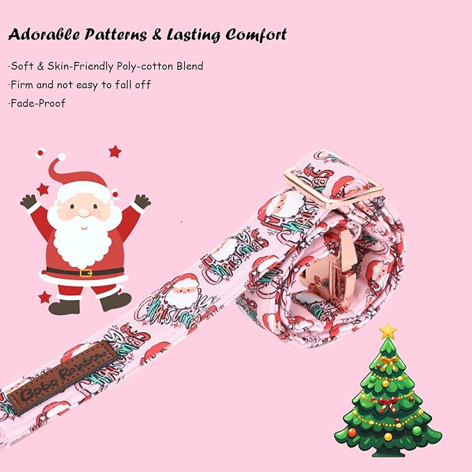 Christmas Dog Collar, Pink Christmas Santa Claus Dog Collar Bow Tie Pet Collars with Bow Adjustable Pet Collars with Premium Metal Buckle Dogs Necklace for Small Girl Dogs