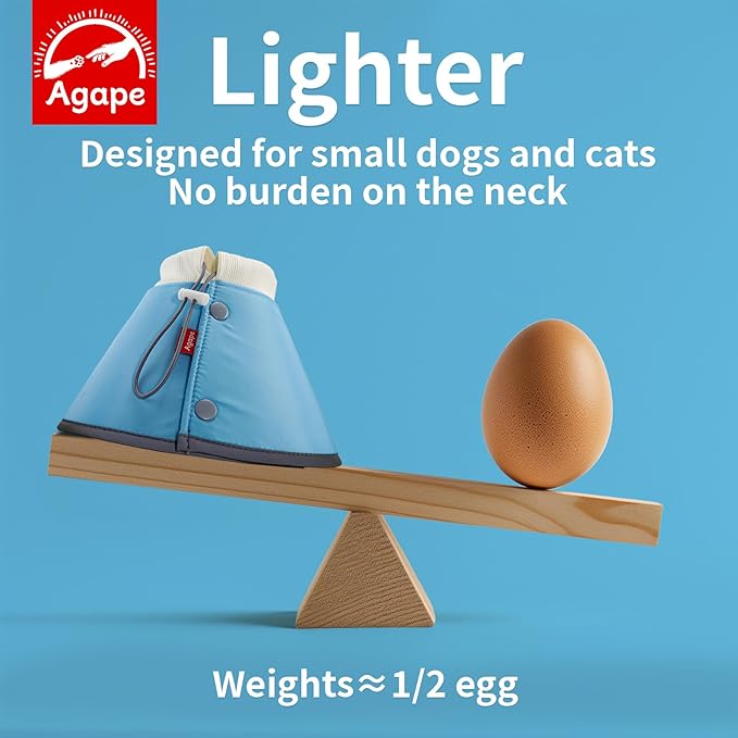 Agape Soft Cone for Cats & Small Dogs, Comfy Pet Cone to Stop Licking, Adjustable Cat E Collar Alternative After Surgery, Protective Elizabethan Collar for Pup & Kitty, Water Repellent Recovery Cone