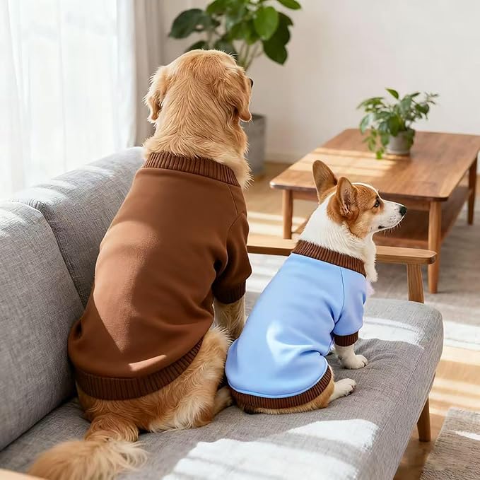 Custom Dog Hoodie, Personalized Sweatshirt with Photo Text Name Logo, Customized Hooded Sweater for Small Medium Large Dogs & Cats (Blue + Brown Border, XXX-Large)