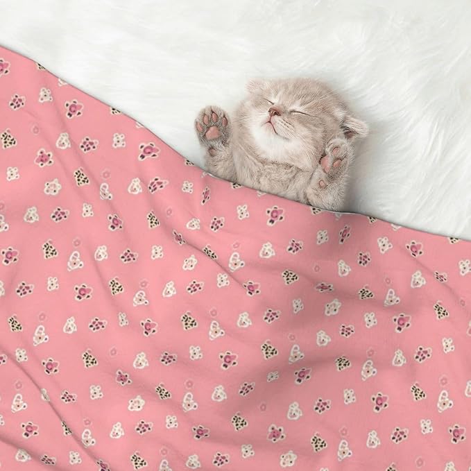 Pet Blanket for Couches and Beds, Pink Cheetah Leopard, Reversible Double Sided Plush Design with Soft Bumpy Texture and Smooth Surface, Furniture Protector