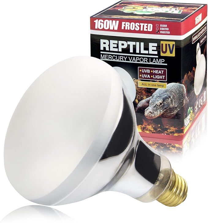 LUCKY HERP 160 Watt UVA+UVB Vapor Heat Lamp Bulb, High Intensity Self-Ballasted Heat Basking Lamp/Bulb/Light for Reptile and Amphibian, Sun Lamp for Bearded Dragon Lizard Turtle