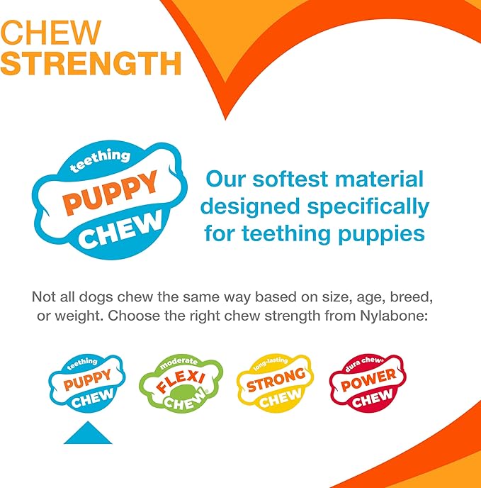 Nylabone Ring Bone Puppy Chew Toy for Puppies, Soothing Teething Toys for Puppies, Puppy Enrichment Toys, Long Lasting Chicken Flavor, For Medium Dogs - Up to 35 lbs, 1 Count