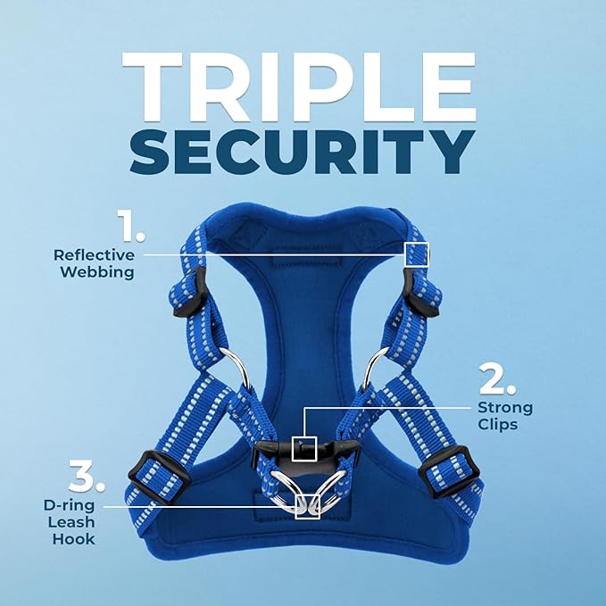 Best Pet Supplies Voyager Adjustable Step-in Flex Breathable Mesh Dog Harness for Small Medium Large Dogs (Royal Blue), L
