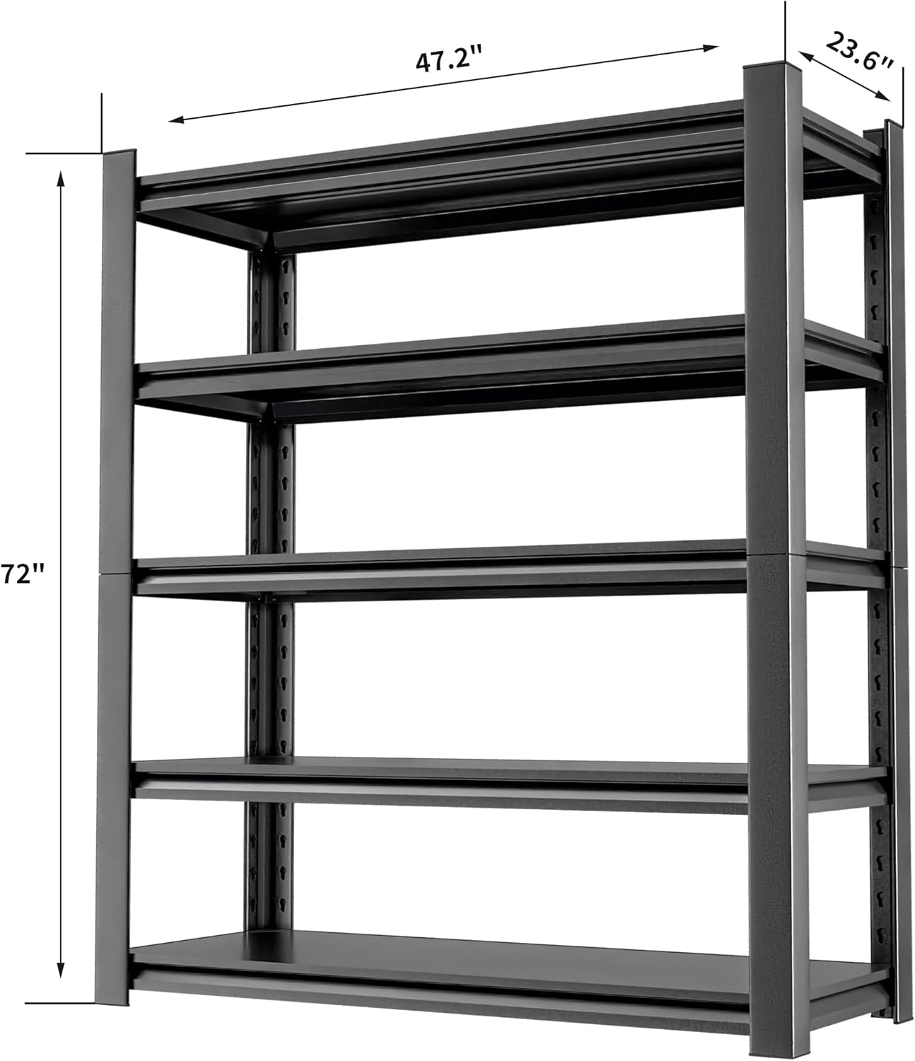 5 Tier Heavy Duty Metal Shelving Unit, Industrial Storage Shelf for Garage, Utility, and Industrial Use - Metal Storage Shelf Organizer, Durable Garage Storage Shelving 24" D x48 W x72 H