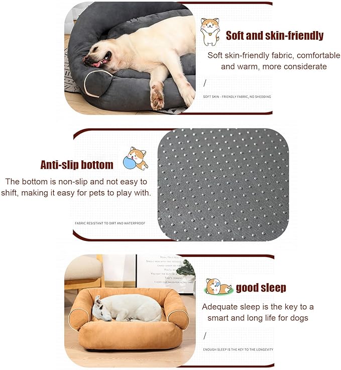 Suede Sofa Dog Bed, Multiple Sizes Orthopedic Memory Foam Mattress, Durable and Calming, Washable Dog Bed with Anti-Slip Bottom XL LightGreen