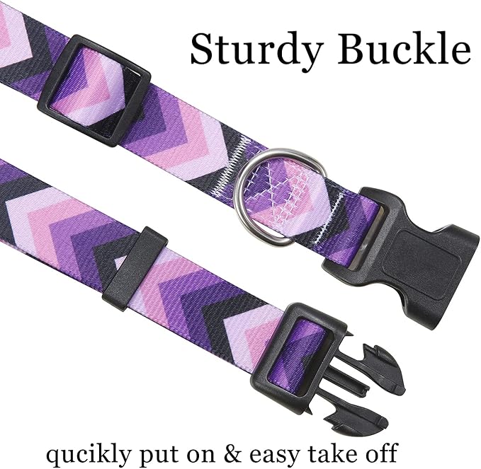 Dog Collar with Bohemia Floral Tribal Geometric Patterns - Soft Ethnic Style Collar Adjustable for Small Medium Large Dogs(Purple Arrow,S)