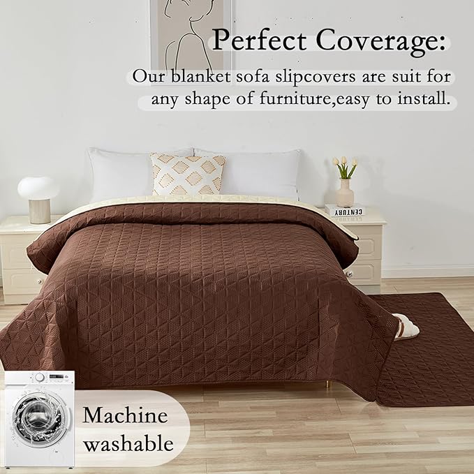 Waterproof Dog Bed Cover Pet Blanket, Soft Pet Couch Covers for Sofa Washable, Bed Couch Sofa Furniture Protector for Puppy Cat Kids (Brown,170 * 210 CM)