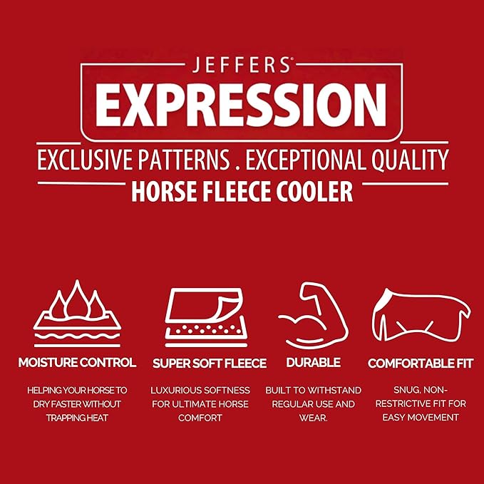 Jeffers Expression Fleece Cooler for Horses, Standard Neck, Skater Cowgirl 66"- Equine Towel Blanket, Moisture Absorbent, Light Weight, Best for Drying, Exercise, Bathing, Adjustable Belly Bands