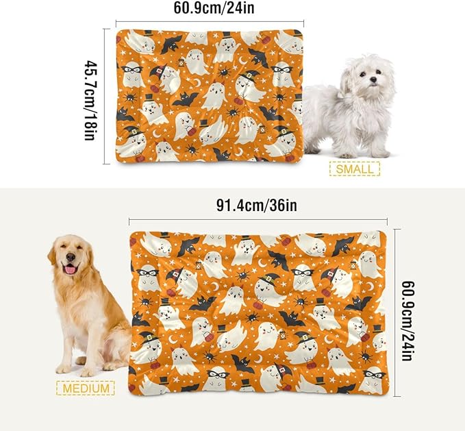 Pet Bed Halloween Ghost Bat Dog Bed Mat Absorbing Non Slip Pad Pet Sleeping Mat for Small, Medium, and Large Dogs Puppy Cat 36 in x 24 in