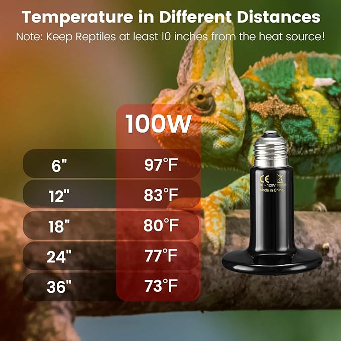 Dual Reptile Light Fixture with 100W Full Spectrum UVA UVB Light Bulb & 100W Nighttime Ceramic Heat Emitter, 2 Independent Switches, Reptile UVA UVB Light Combo Pack