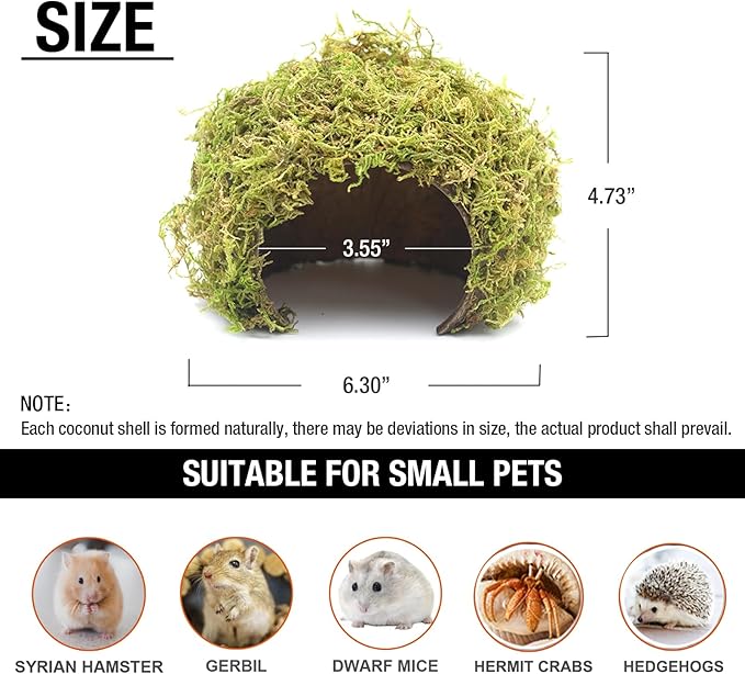 Hamster Hideaway/Hideout,Mossy Cave Hide,Hamster House/Hides,Hamster Cage Accessories for Gguinea Pig/Hedgehogs/Gliders/Rats/Mice and Other Small Animals(Set)