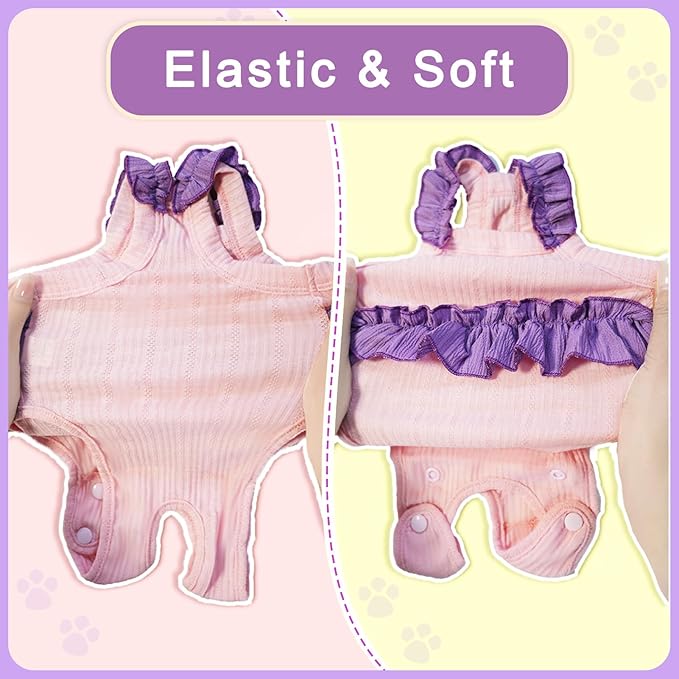 Cat Recovery Suit,Kitten Onesie After Surgery,E-Collar Alternative for Abdominal Wound and Skin Diseases,Soft Breathable Bodysuit After Spay（Pink-XL）