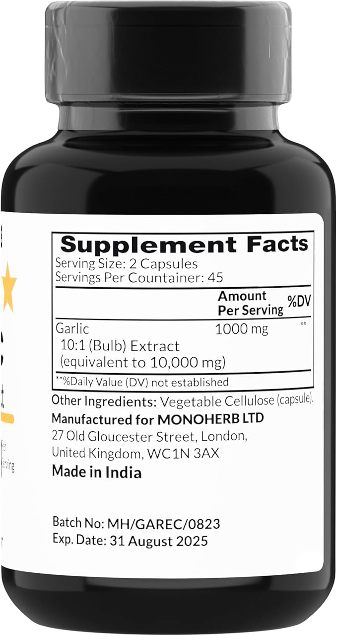 Garlic Extract 1000 mg - 90 Vegetarian Capsules