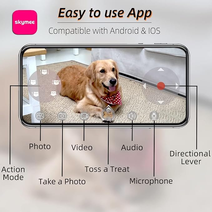 Owl Robot: 1080P Full HD Pet Camera with Treat Dispenser, Interactive Toy for Dogs and Cats, Full House Mobile Monitoring via App,2 Way Talk,No Monthly Fee (Only 2.4G WiFi)