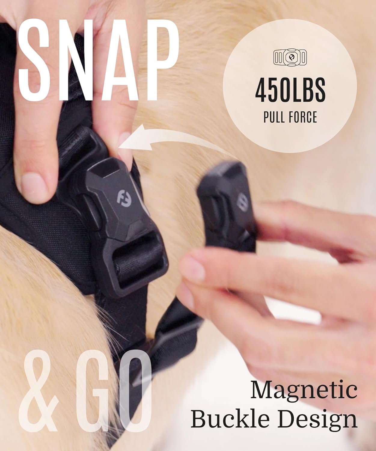 2025 New Edition, Fei & Eve MagEase Dog Harness - 3-Second Magnetic Buckles | 3-Point No-Pull Control | Heavy-Duty 900D Nylon | Dual Safety Handles | Breathable Mesh | Adjustable Fit | Small, Pink