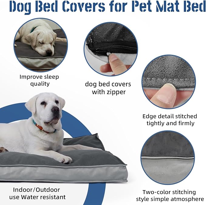 Dog Bed Cover, Comfortable and Quiet Dog Bed Covers for Pet Mat Bed,Washable Removable Cover，Faux Leather Pet Nest, 30" L x 20" W x 3" H ，Cover Only