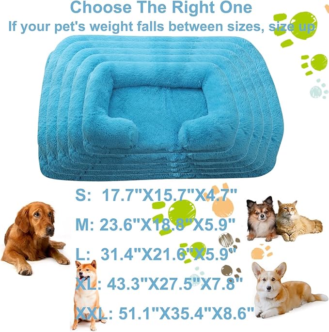 Dog Beds Large Sized dog Orthopedic, Sofa Dog Bed with Waterproof Lining and Nonskid Bottom, Rectangle Washable Dog Bed for Medium Small Dogs and Cats Comfortable ( Color : Blue , Size : 31 x 21" )