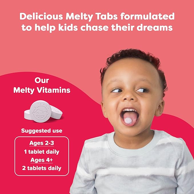 Renzo's Iron Supplements for Kids, Dissolvable Vegan Iron Supplement with Vitamin C, Sugar Free, Oh-Oh-Oh Orange Flavor, 90 Melty Tabs