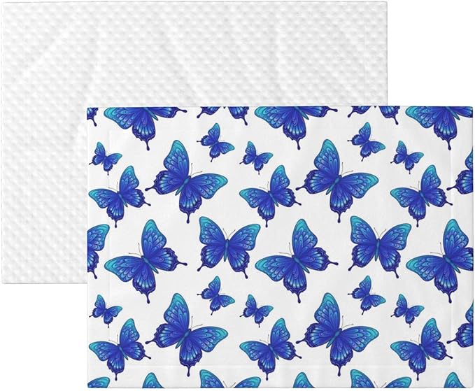 Pet Blanket for Car Rides Vet Visits, Butterflies Blue Purple, Two Sided Reversible Plush Design with Bumpy Dot Side Offers Comfort Home Piece On Go Travel