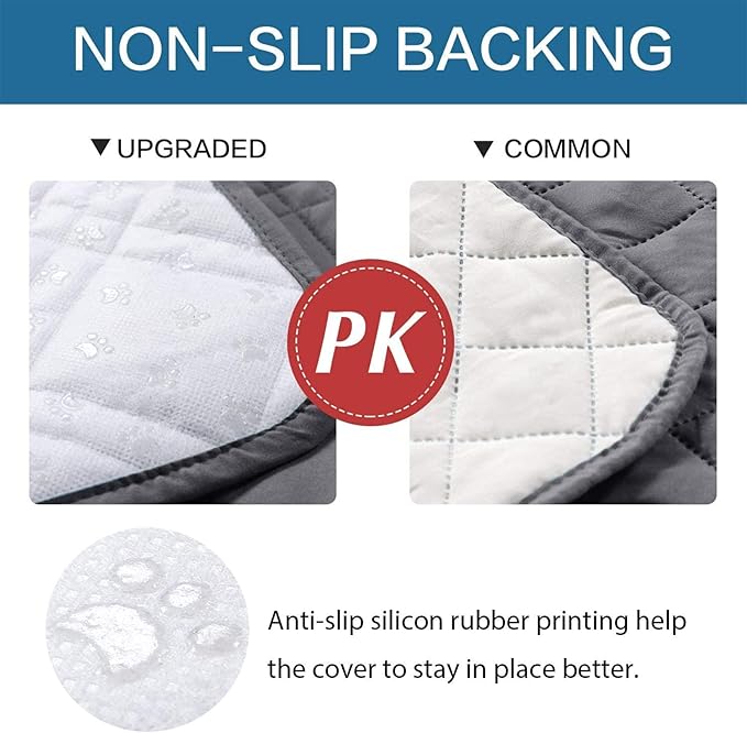 Waterproof Dog Bed Covers for Couch Protection, Water-Resistant Soft Dog Pet Blanket Anti-Slip Dog Blanket for Bed, for Furniture Bed Couch Sofa (Grey,86x82inch)
