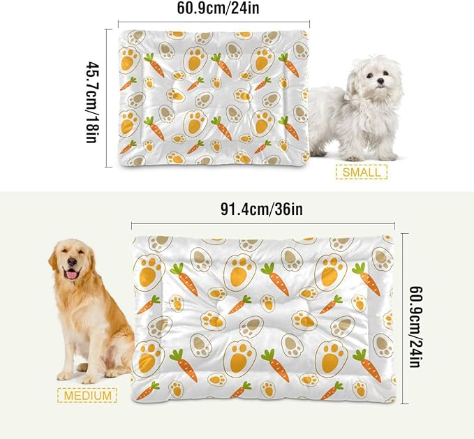 Pet Bed Rabbit Paw Carrot Dog Bed Mat Absorbing Non Slip Pad Pet Sleeping Mat for Small, Medium, and Large Dogs Puppy Cat 36 in x 24 in