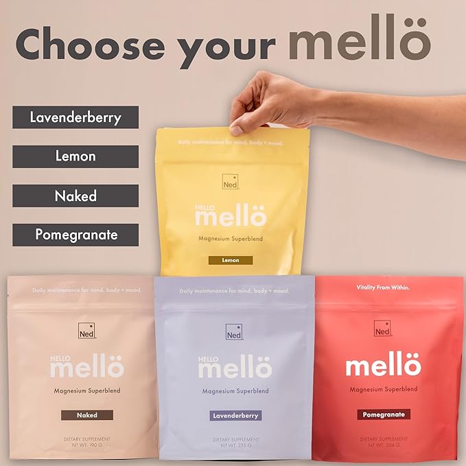 Mellö Magnesium Supplement Superblend Powder - Magnesium Glycinate with L-Theanine, GABA, and 70 Trace Minerals - Supports Sleep, Relaxation, Balanced Energy - Unflavored, 30 Servings